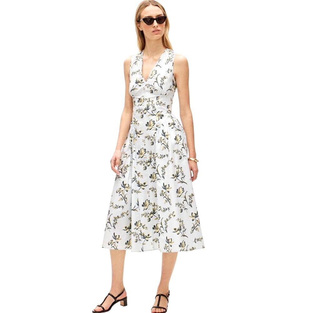 J.Crew Floral Cotton Maxi Dress Size 4 Blue Yellow Smocked Back NWT $228